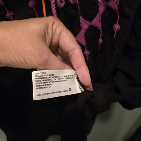 NWT Knox Rose Baby Doll Style Black Top Purple Embroidery Tassels Plus Size XXL - Picture 9 of 13